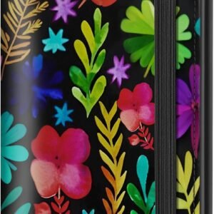 Airkit Nocturnal Garden Checkbook Cover for Personal, PU Leather for Women | Check Book Holder, with Elastic Band, Pen Holder & Transparent PVC Divider for Duplicate Checks