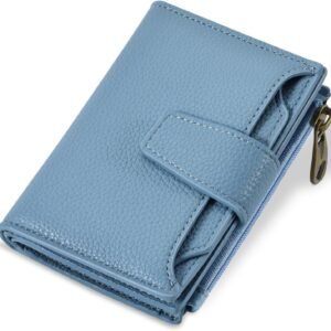 Airkit Small Wallet Women RFID Blocking Soft Leather Bifold Compact Card Holder Wallet for Women with Zipper Coin Pocket 4 ID Window