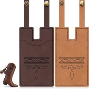 Airkit Western Boot Wallet for Women, 2 Pack Vegan Leather Cowboy Boot Card Holder with Durable Snap Strap, Slim Boot Hidden Wallet Insert for Rodeo Concert Country Pub