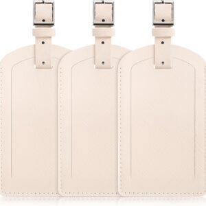 3 Pack Luggage Tags for Suitcases, TSA Approved Bag Tags, Baggage Tags with Privacy Protection, Travel Essentials Luggage Accessories, Cream White