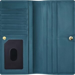 Airkit Slim Women's Wallet, Thin RFID Blocking Wallet for Ladies, Minimalist Credit Card Holder with Zipper Pocket, Satin Teal