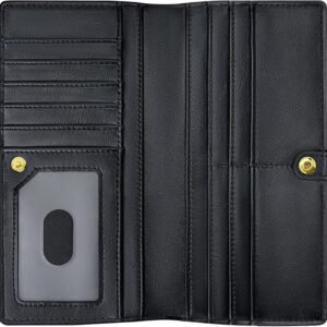 Airkit Slim Women's Wallet, Thin RFID Blocking Wallet for Ladies, Minimalist Credit Card Holder with Zipper Pocket, Glossy Black